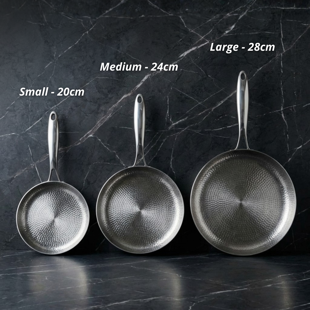 Pure Titanium Fry Pan — Scratch-Resistant Construction, Multiple Sizes