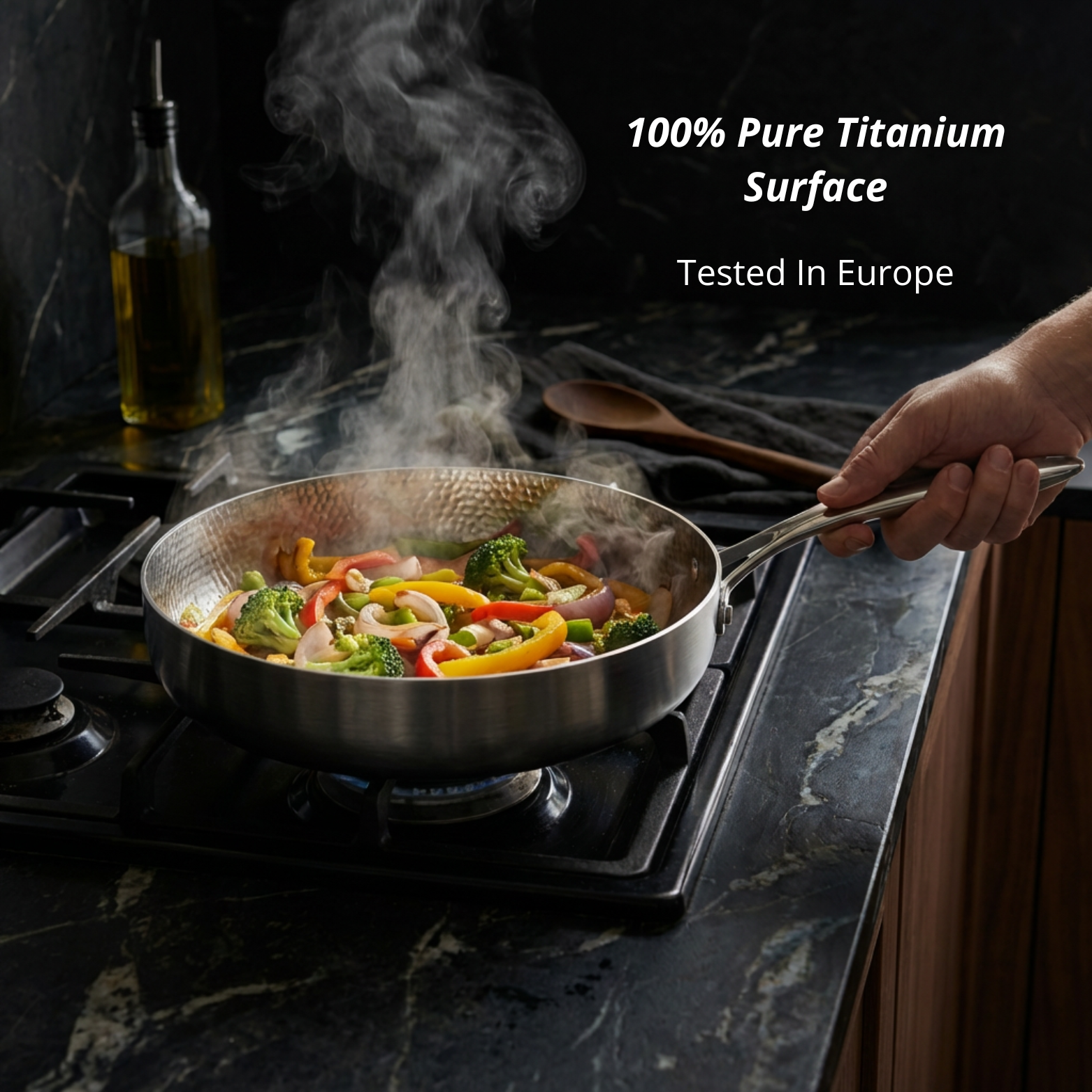 Pure Titanium Fry Pan — Scratch-Resistant Construction, Multiple Sizes