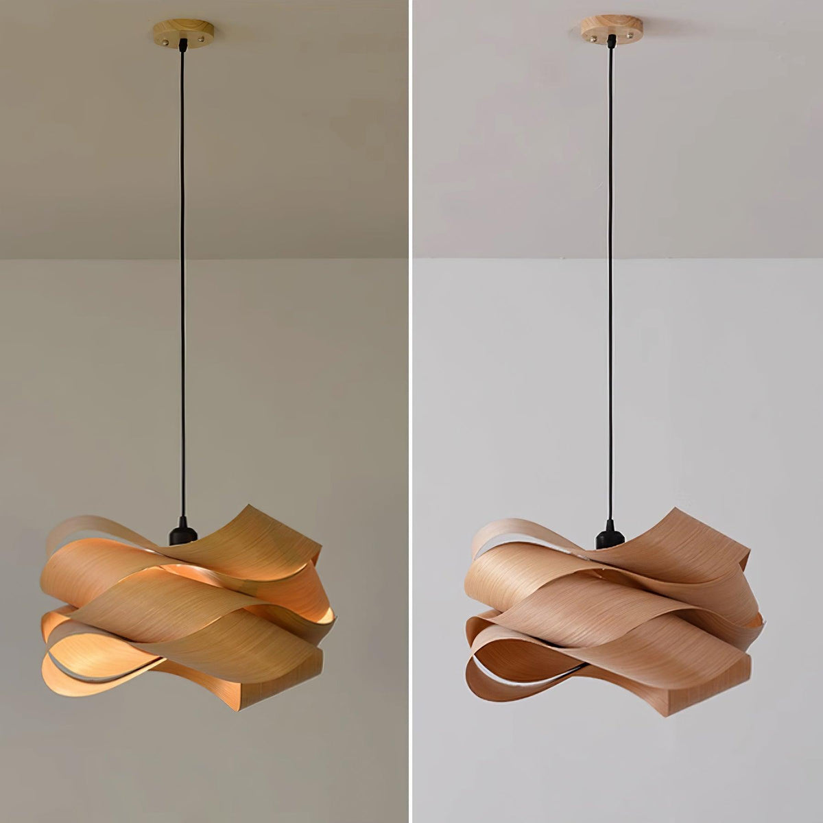 Linka elegant pendellampa - handgjord lampskärm, mjukt klart ljus