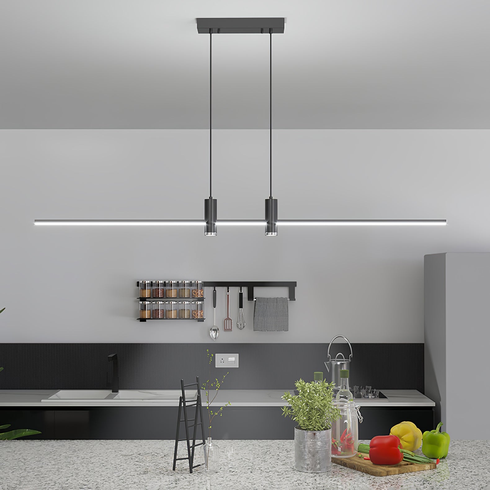 Kirrea LED-Pendelleuchte mit rechteckigem Metallrahmen modern