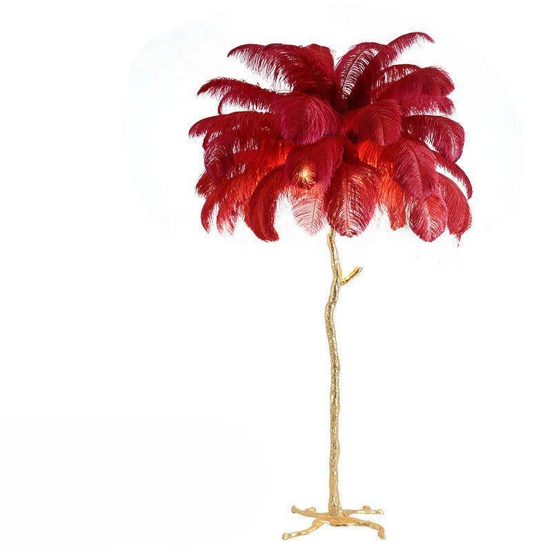 LyraFeather Floor Lamp With Copper Base And Feather Shade