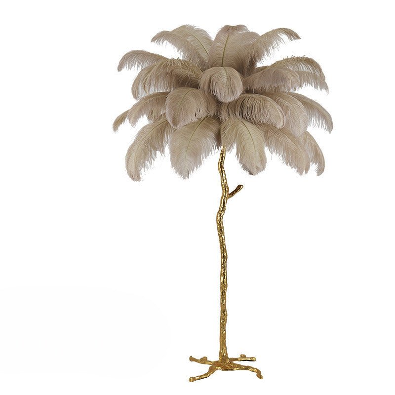 LyraFeather Floor Lamp With Copper Base And Feather Shade