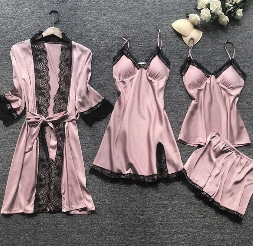 Aurora zweiteiliges Satin-Nachtwäsche-Set – luxuriös weiche Schlafbekleidung für Damen