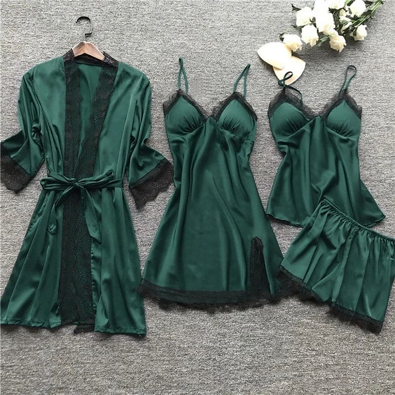 Aurora zweiteiliges Satin-Nachtwäsche-Set – luxuriös weiche Schlafbekleidung für Damen