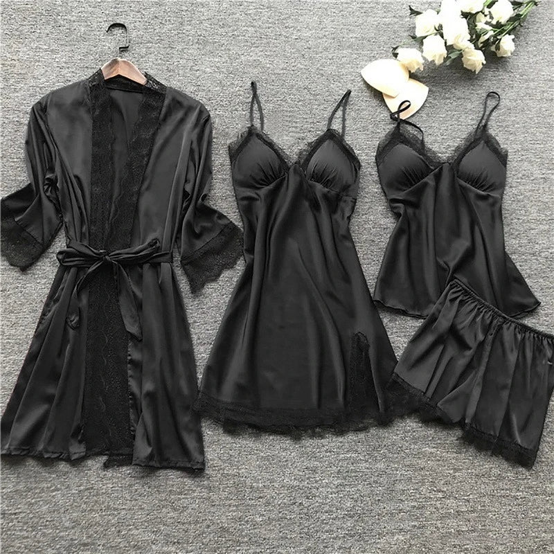Aurora zweiteiliges Satin-Nachtwäsche-Set – luxuriös weiche Schlafbekleidung für Damen