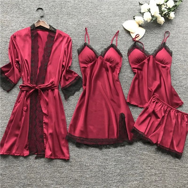 Aurora zweiteiliges Satin-Nachtwäsche-Set – luxuriös weiche Schlafbekleidung für Damen