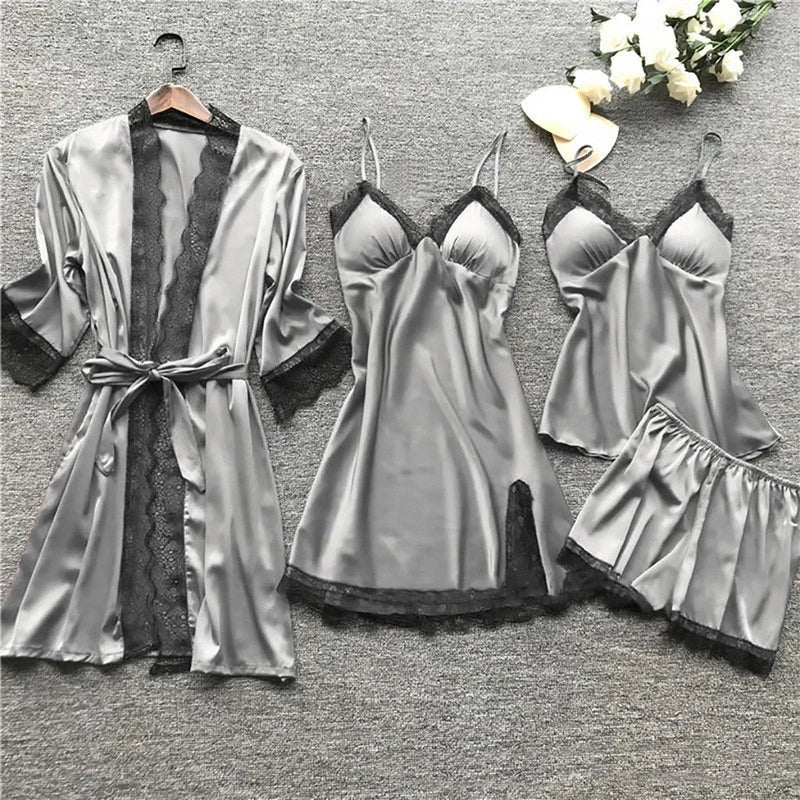 Aurora zweiteiliges Satin-Nachtwäsche-Set – luxuriös weiche Schlafbekleidung für Damen