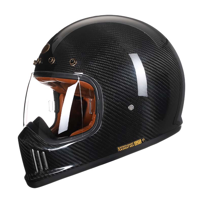 Casco da moto integrale F380VB in fibra di carbonio, omologato DOT ECE