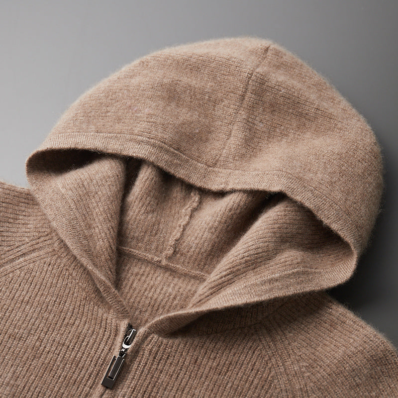 Sudadera con capucha de lana merino y cachemira Royal con cremallera completa - Capa suave y cálida