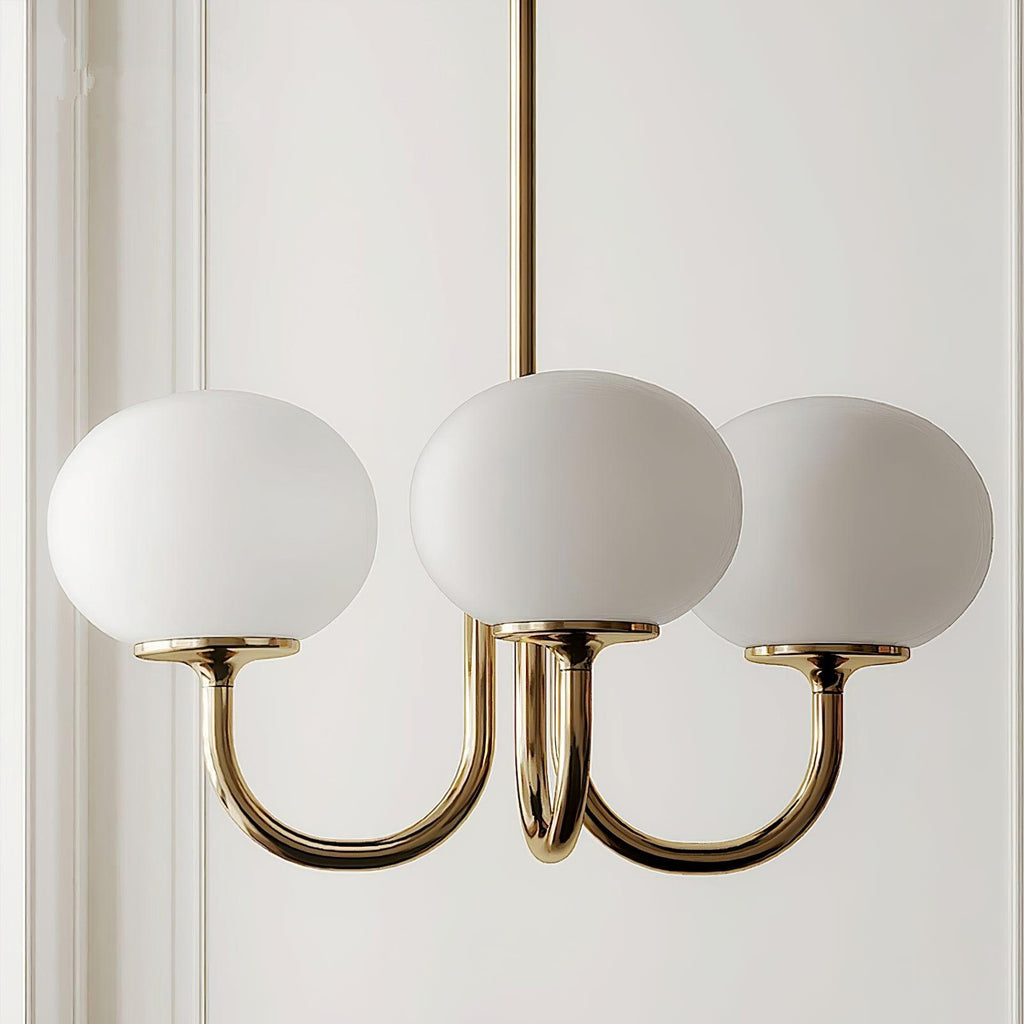3 or 5-Light Retro Pink Glass Ceiling Pendant — Gold Finish Lighting