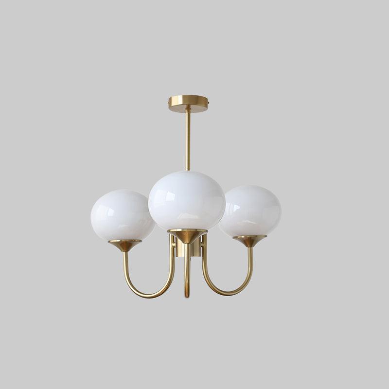 3 or 5-Light Retro Pink Glass Ceiling Pendant — Gold Finish Lighting