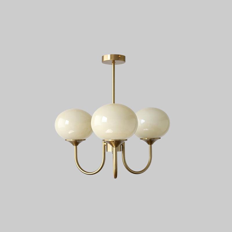 3 or 5-Light Retro Pink Glass Ceiling Pendant — Gold Finish Lighting