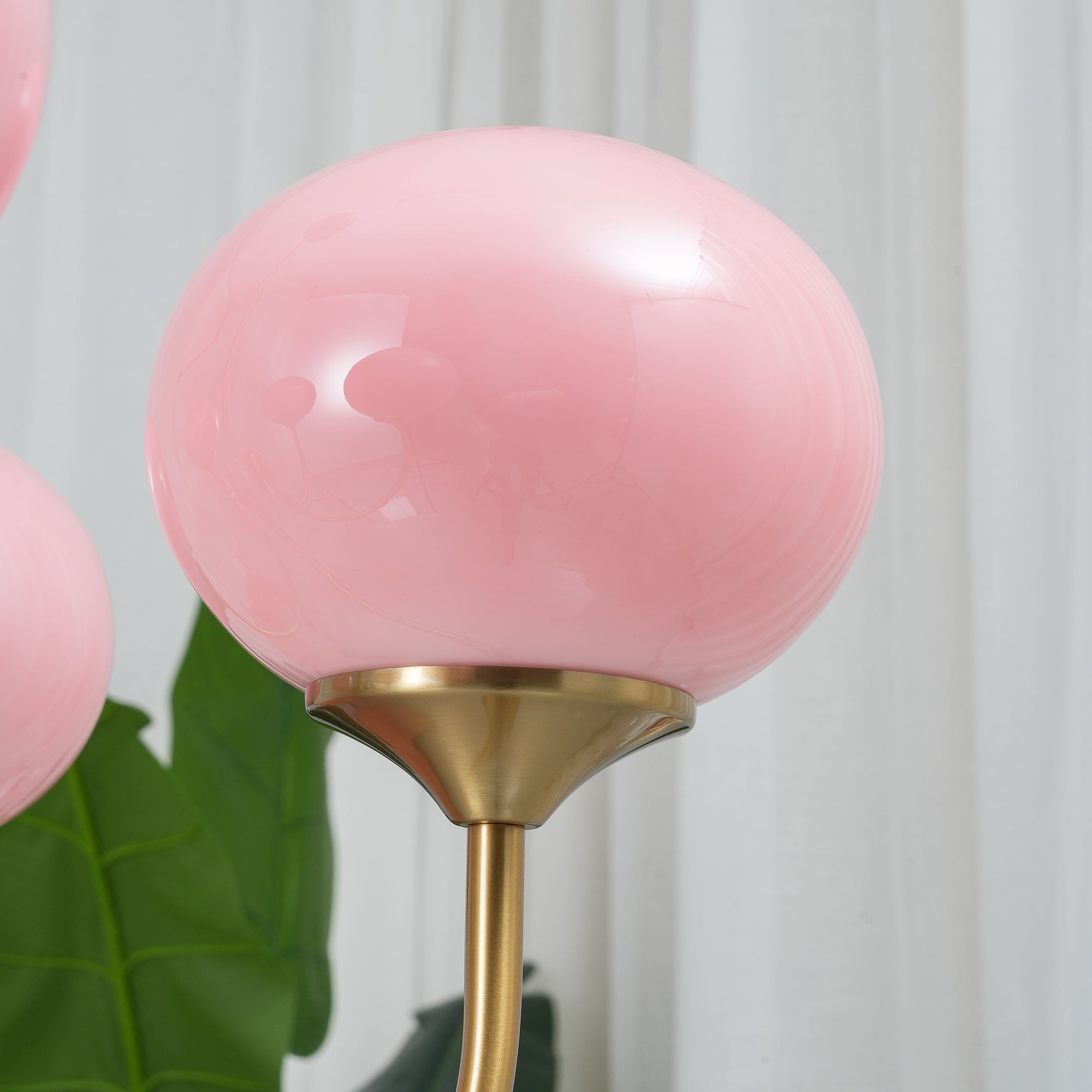 3 or 5-Light Retro Pink Glass Ceiling Pendant — Gold Finish Lighting