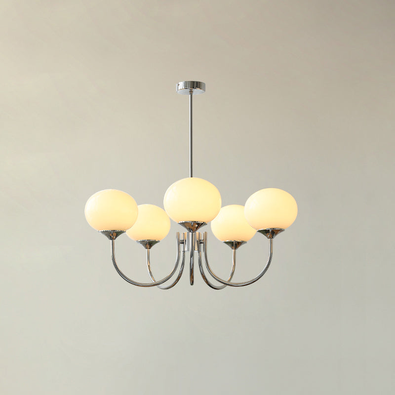3 or 5-Light Retro Pink Glass Ceiling Pendant — Gold Finish Lighting