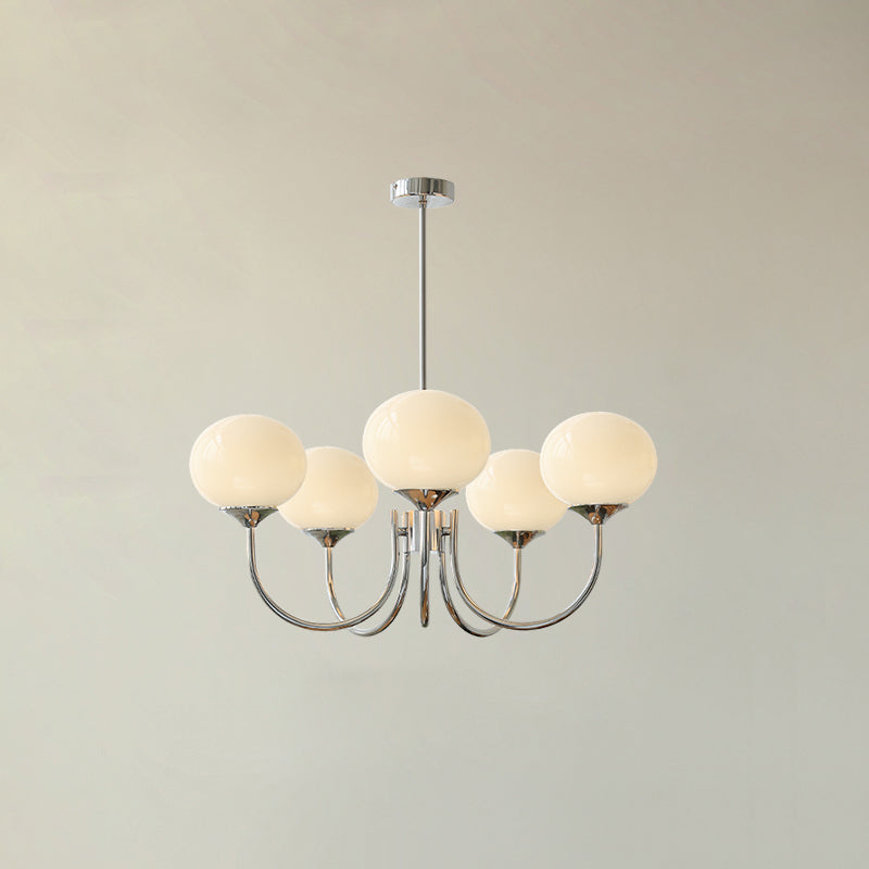 3 or 5-Light Retro Pink Glass Ceiling Pendant — Gold Finish Lighting