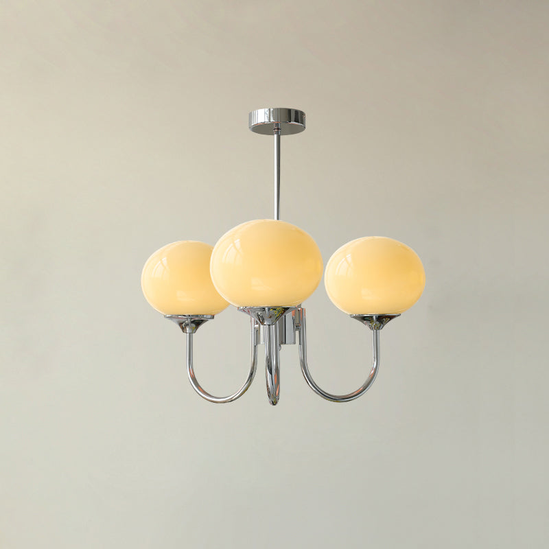 3 or 5-Light Retro Pink Glass Ceiling Pendant — Gold Finish Lighting