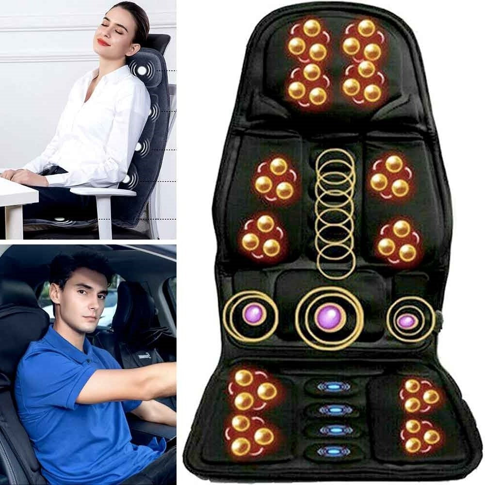 8 Mode Massage Chair Pad With Heated Back Neck Cushion For Car & Home | Filindra