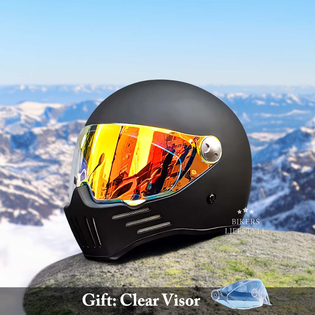 Casco integral para motocicleta tipo cruiser — visor rojo, homologado por DOT y ECE