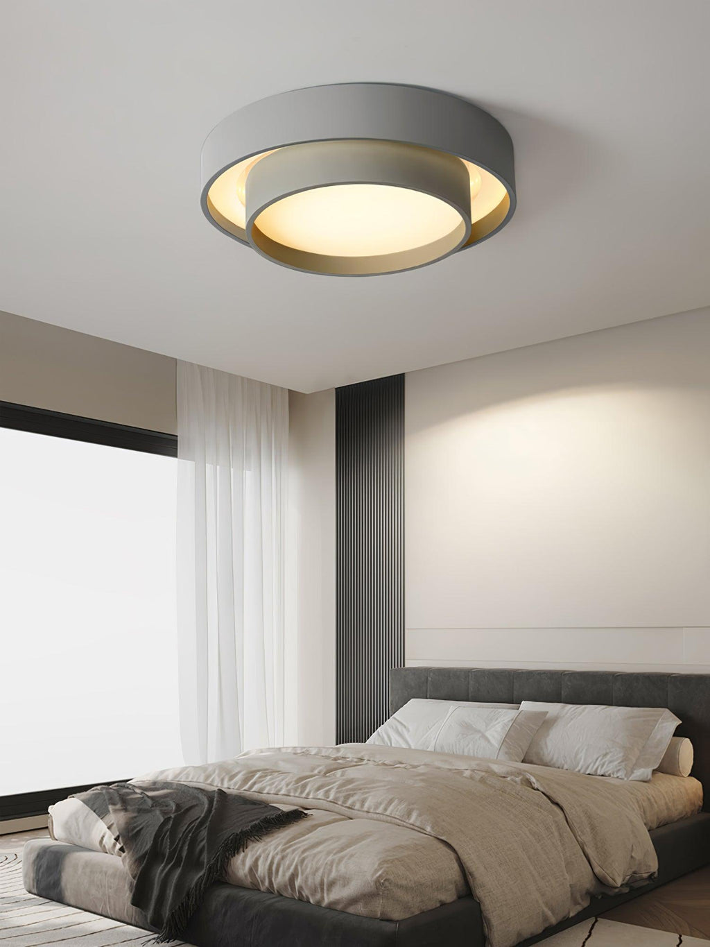 Cylinder LED Ceiling Light — Iron Frame, Acrylic Diffuser, 40/50/60cm, 3000K–6000K Dimmable