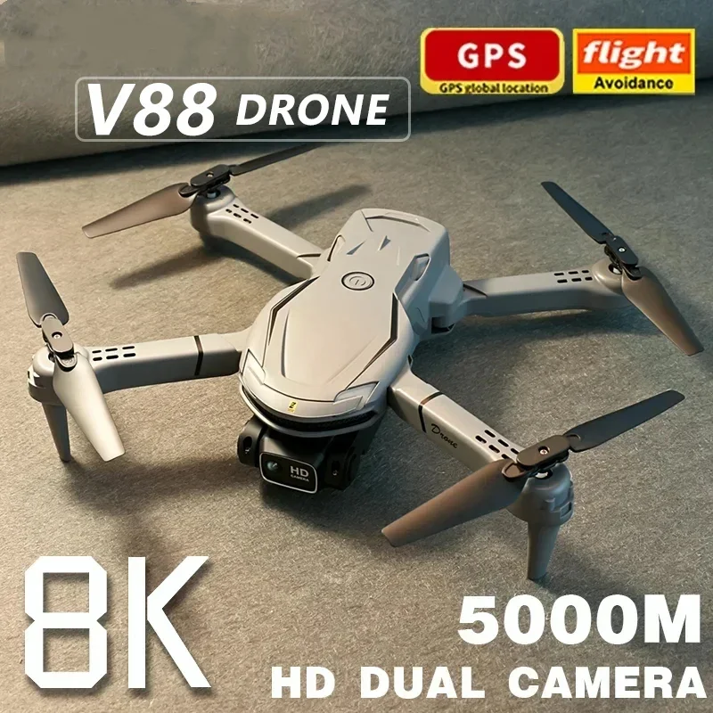 Mini dron V88 — Cámara HD 8K, fotografía aérea con GPS