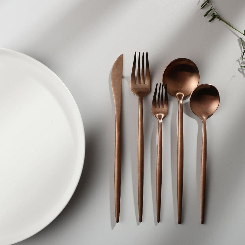 Minimalist Flatware Set — Clean Sleek Lines, Contemporary Design