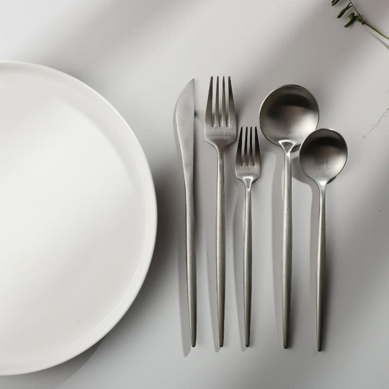 Minimalist Flatware Set — Clean Sleek Lines, Contemporary Design