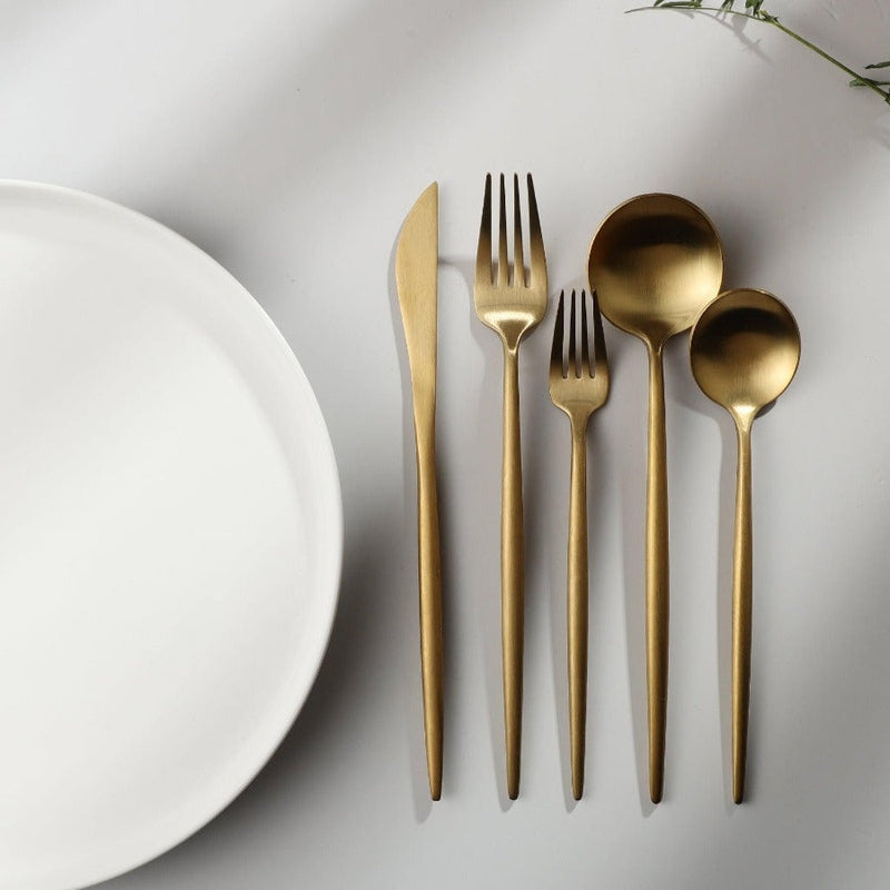 Minimalist Flatware Set — Clean Sleek Lines, Contemporary Design