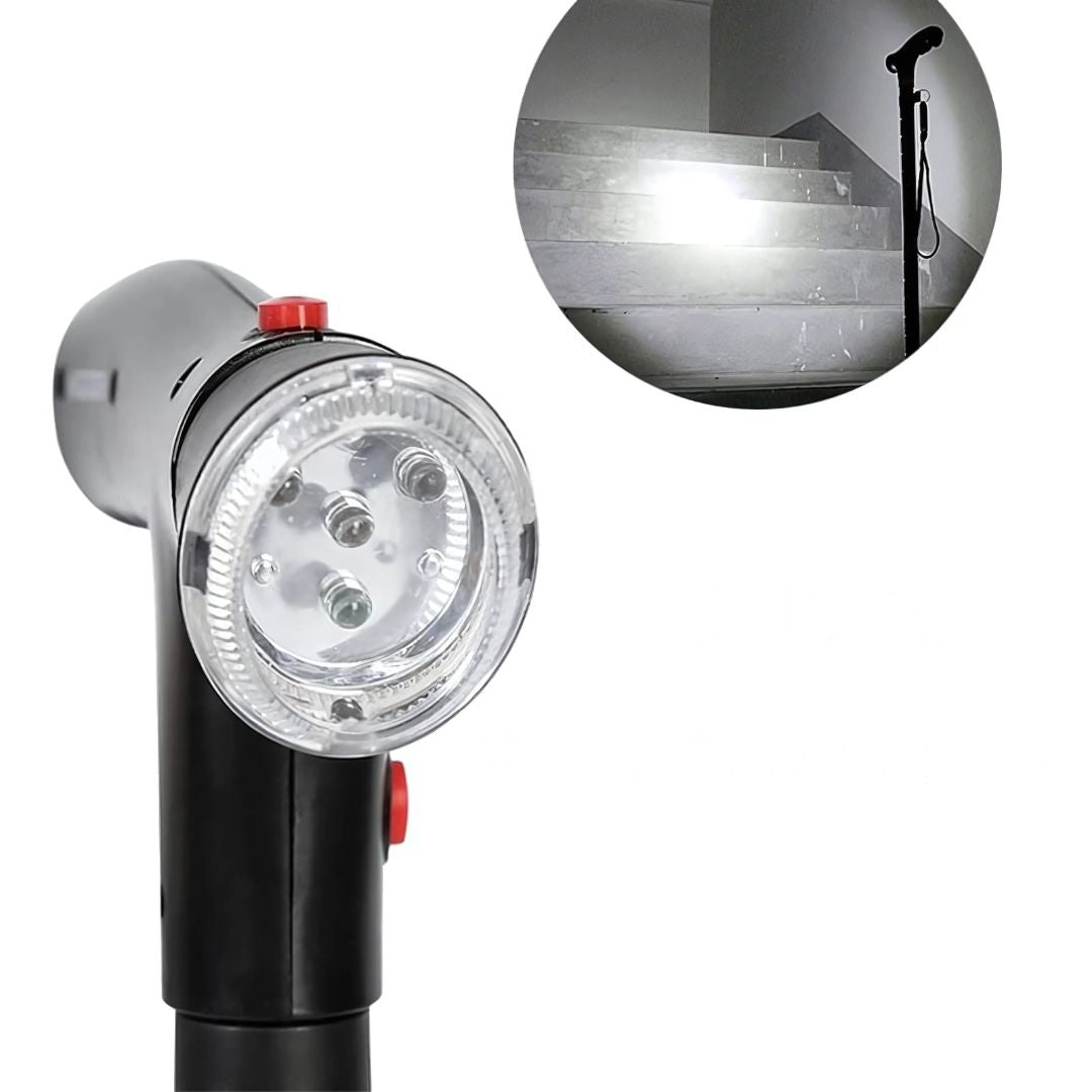 Canne télescopique pliable TrailEase — éclairage LED et alarme de sécurité