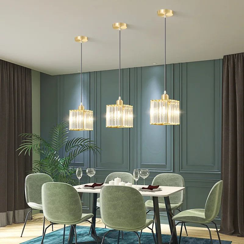 Luminora K9 Crystal Pendant Light — LED Illuminated Ceiling Lamp
