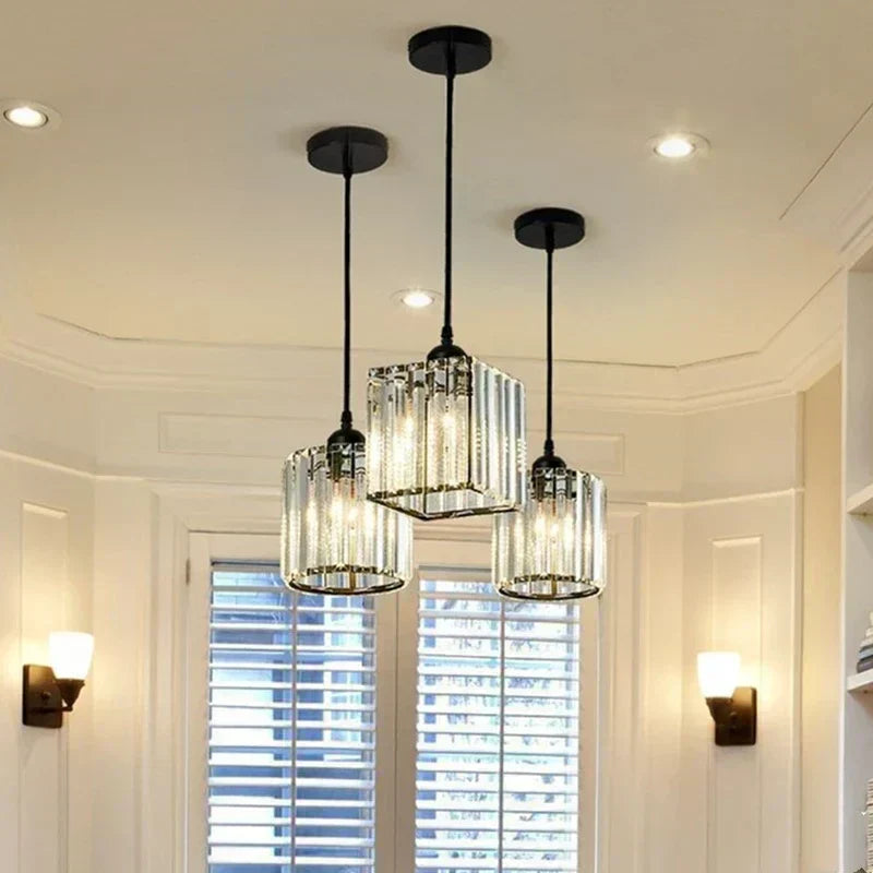 Luminora K9 Crystal Pendant Light — LED Illuminated Ceiling Lamp