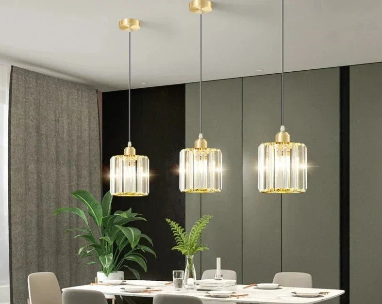 Luminora K9 Crystal Pendant Light — LED Illuminated Ceiling Lamp