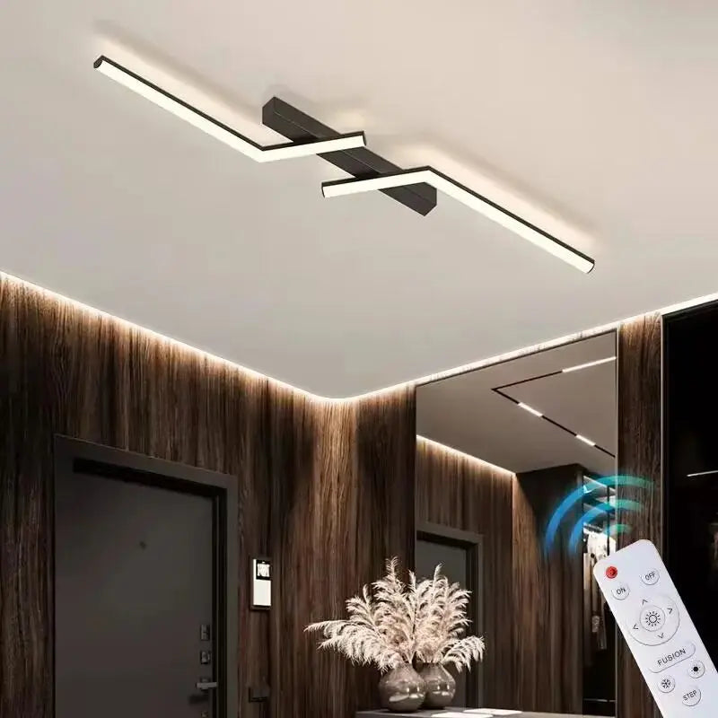 SleekGlow LED-loftlampe med linjer — elegant minimalistisk design