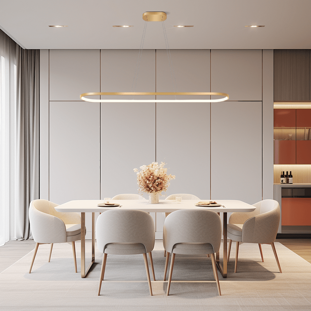 Modern Oval Pendant Light - White/Black/Gold Metal for Dining Room - Flindria
