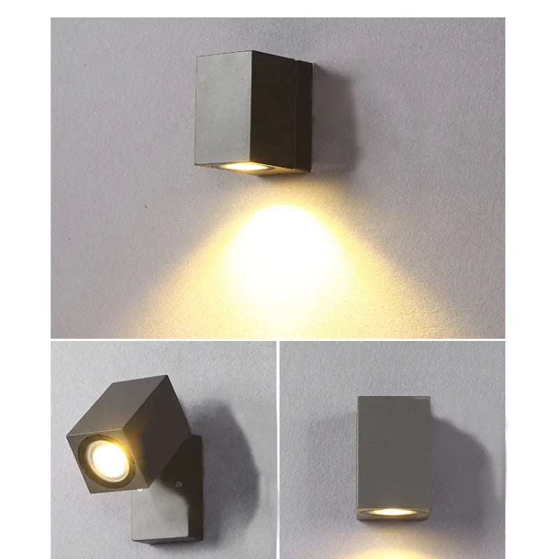 Modern Rotatable Square Wall Lamp - Black Metal for Outdoor Garden - Flindria