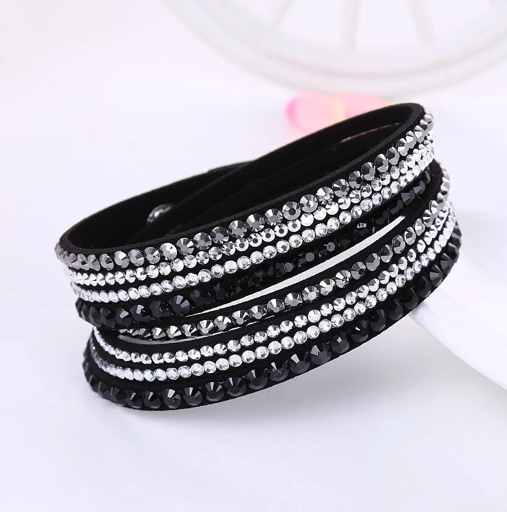 Multi-Layered Rhinestone Wrap Bracelet — Crystal Sparkle