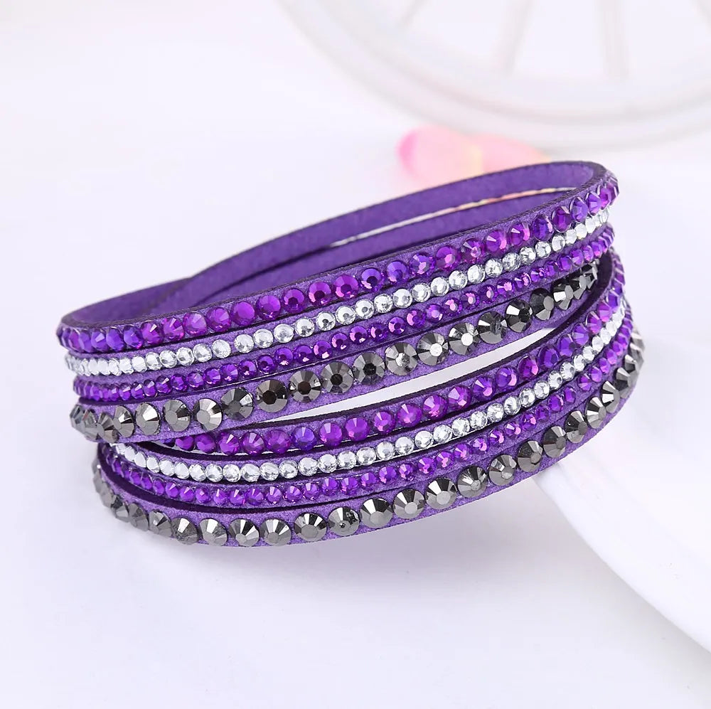 Multi-Layered Rhinestone Wrap Bracelet — Crystal Sparkle