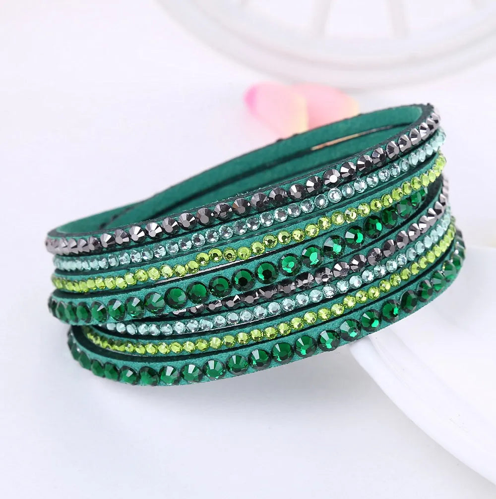 Multi-Layered Rhinestone Wrap Bracelet — Crystal Sparkle