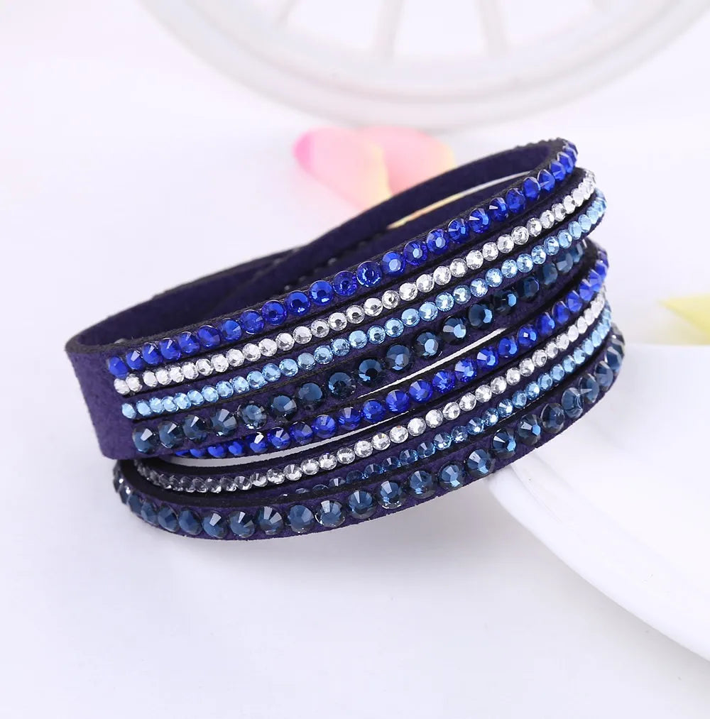 Multi-Layered Rhinestone Wrap Bracelet — Crystal Sparkle