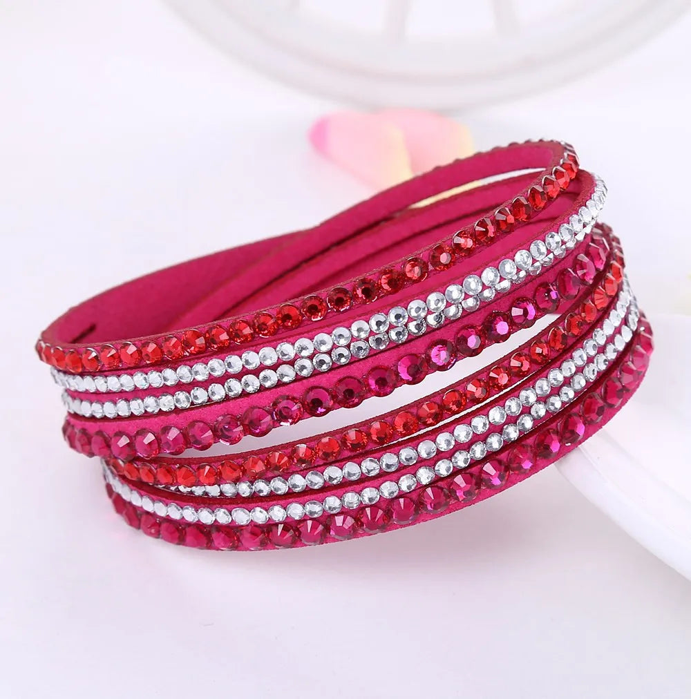 Multi-Layered Rhinestone Wrap Bracelet — Crystal Sparkle