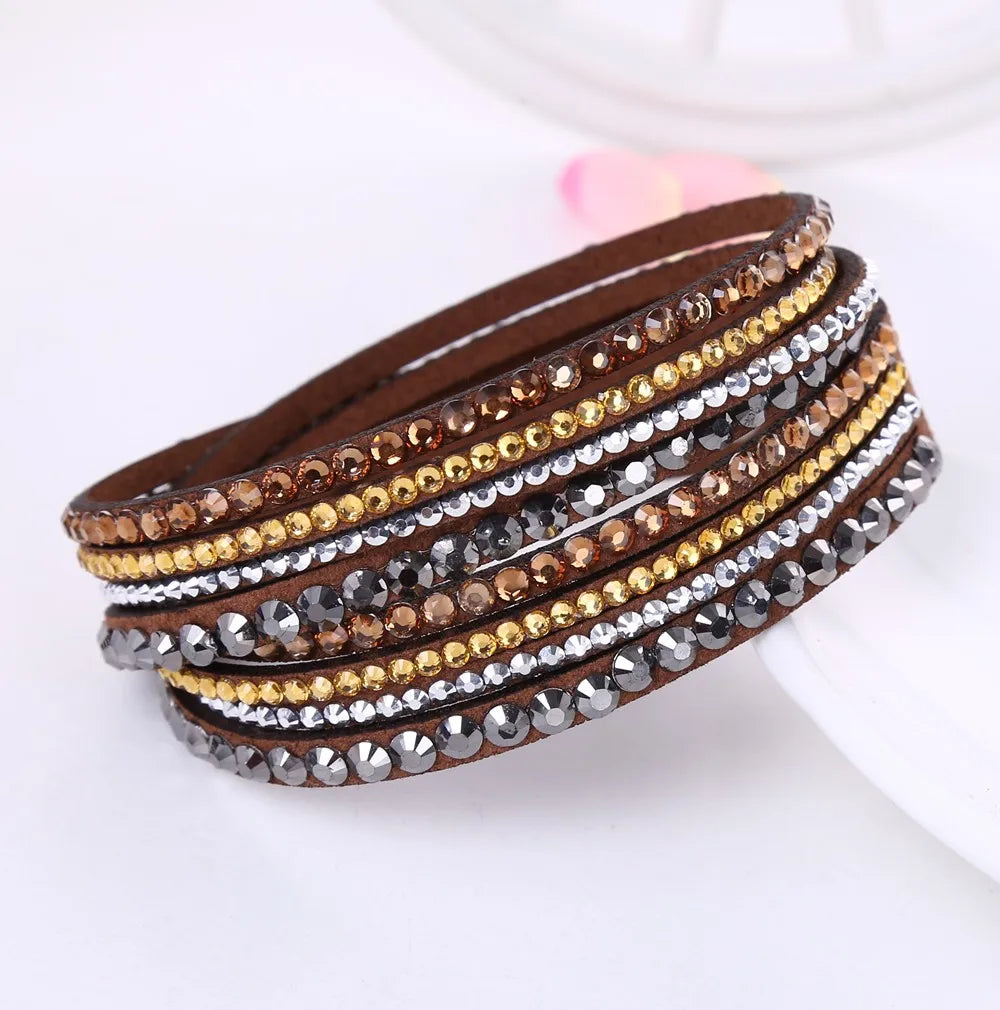 Multi-Layered Rhinestone Wrap Bracelet — Crystal Sparkle