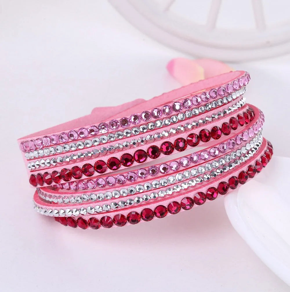 Multi-Layered Rhinestone Wrap Bracelet — Crystal Sparkle