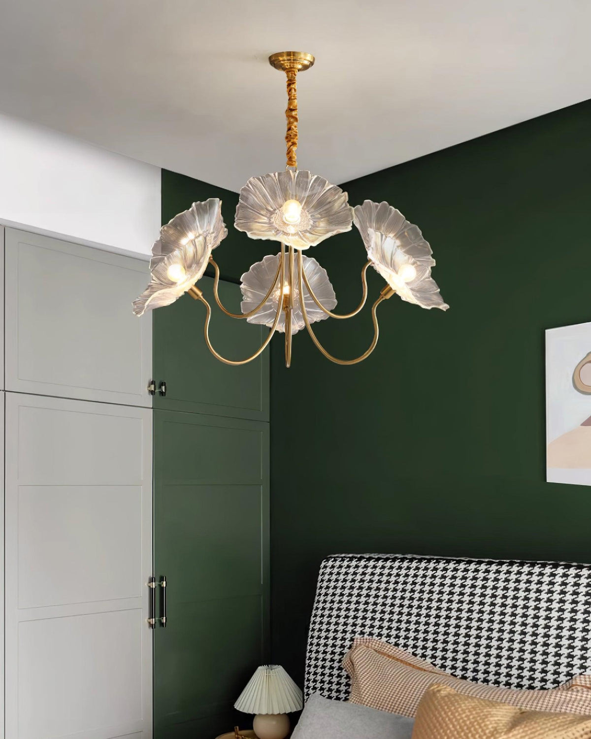 Kronleuchter aus Muranoglas mit Blüten — mattiertes blattförmiges Design