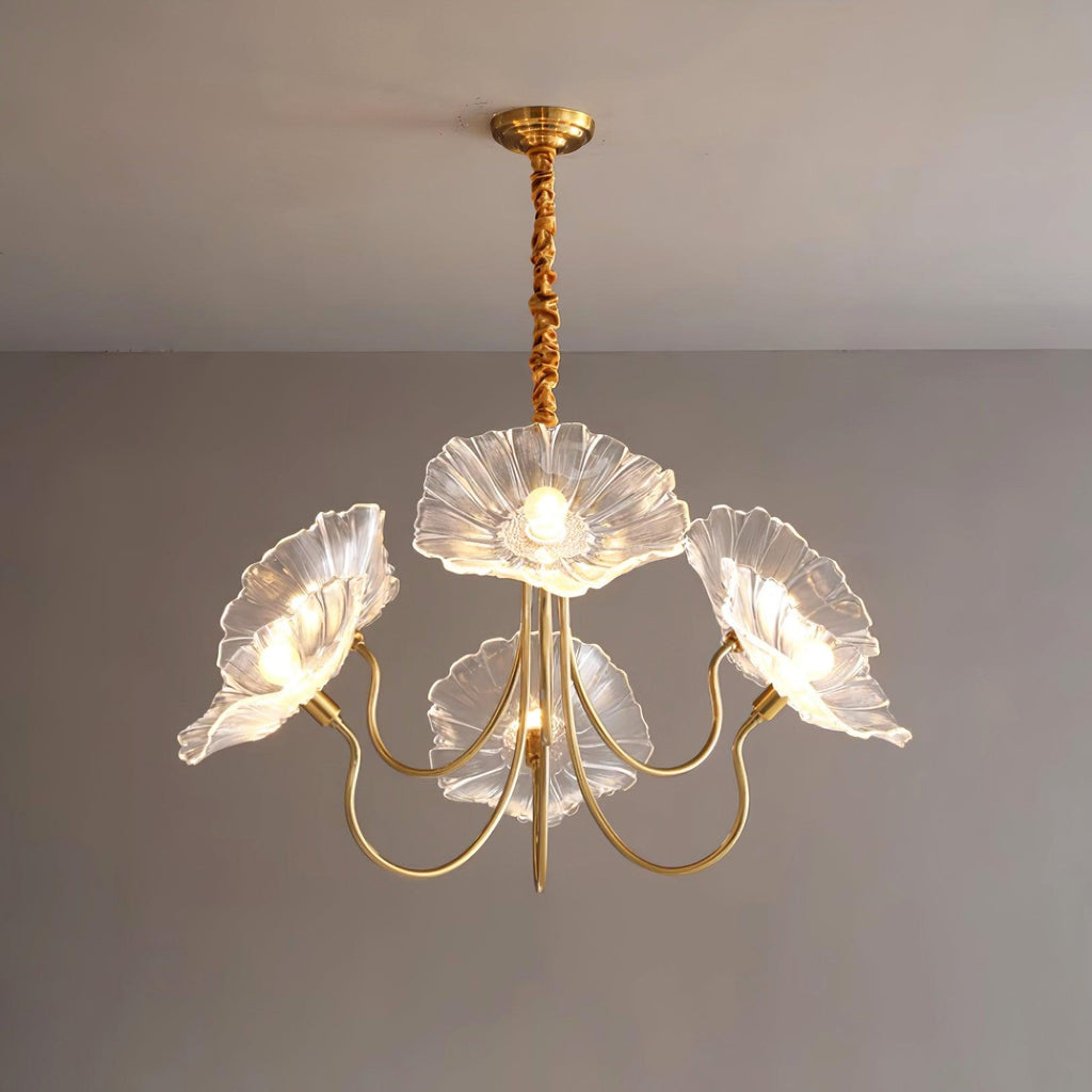 Kronleuchter aus Muranoglas mit Blüten — mattiertes blattförmiges Design