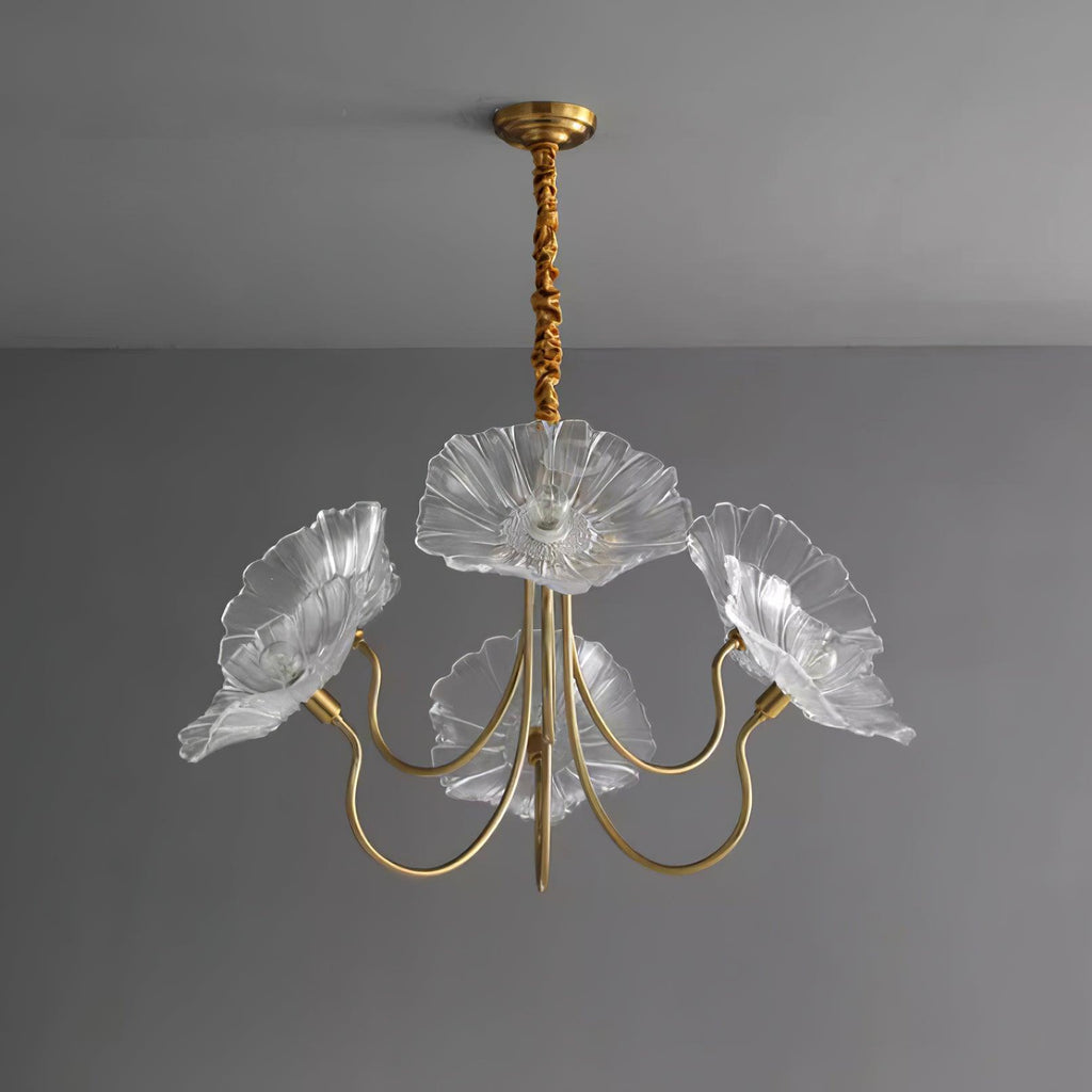 Kronleuchter aus Muranoglas mit Blüten — mattiertes blattförmiges Design