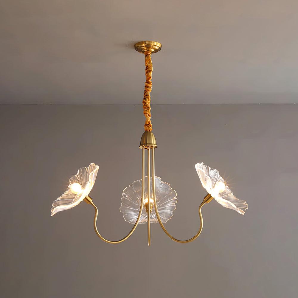 Kronleuchter aus Muranoglas mit Blüten — mattiertes blattförmiges Design