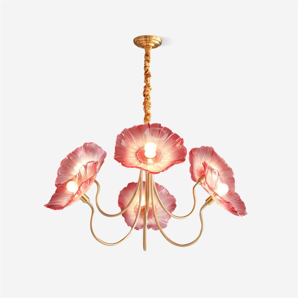 Kronleuchter aus Muranoglas mit Blüten — mattiertes blattförmiges Design
