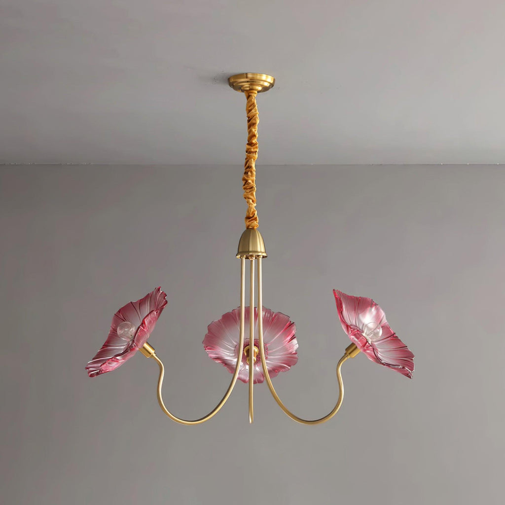 Kronleuchter aus Muranoglas mit Blüten — mattiertes blattförmiges Design