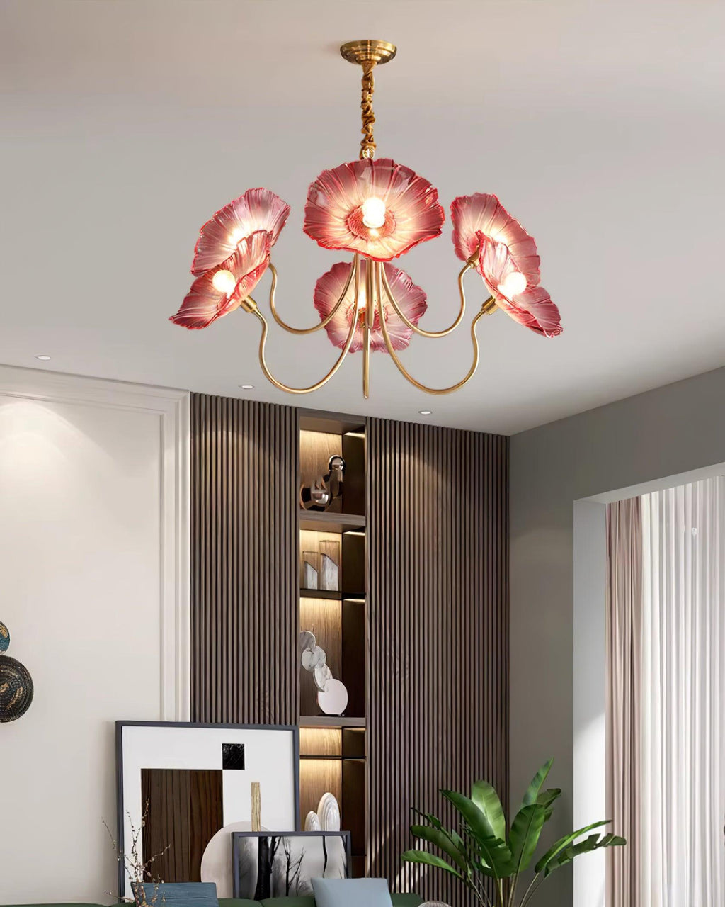 Kronleuchter aus Muranoglas mit Blüten — mattiertes blattförmiges Design