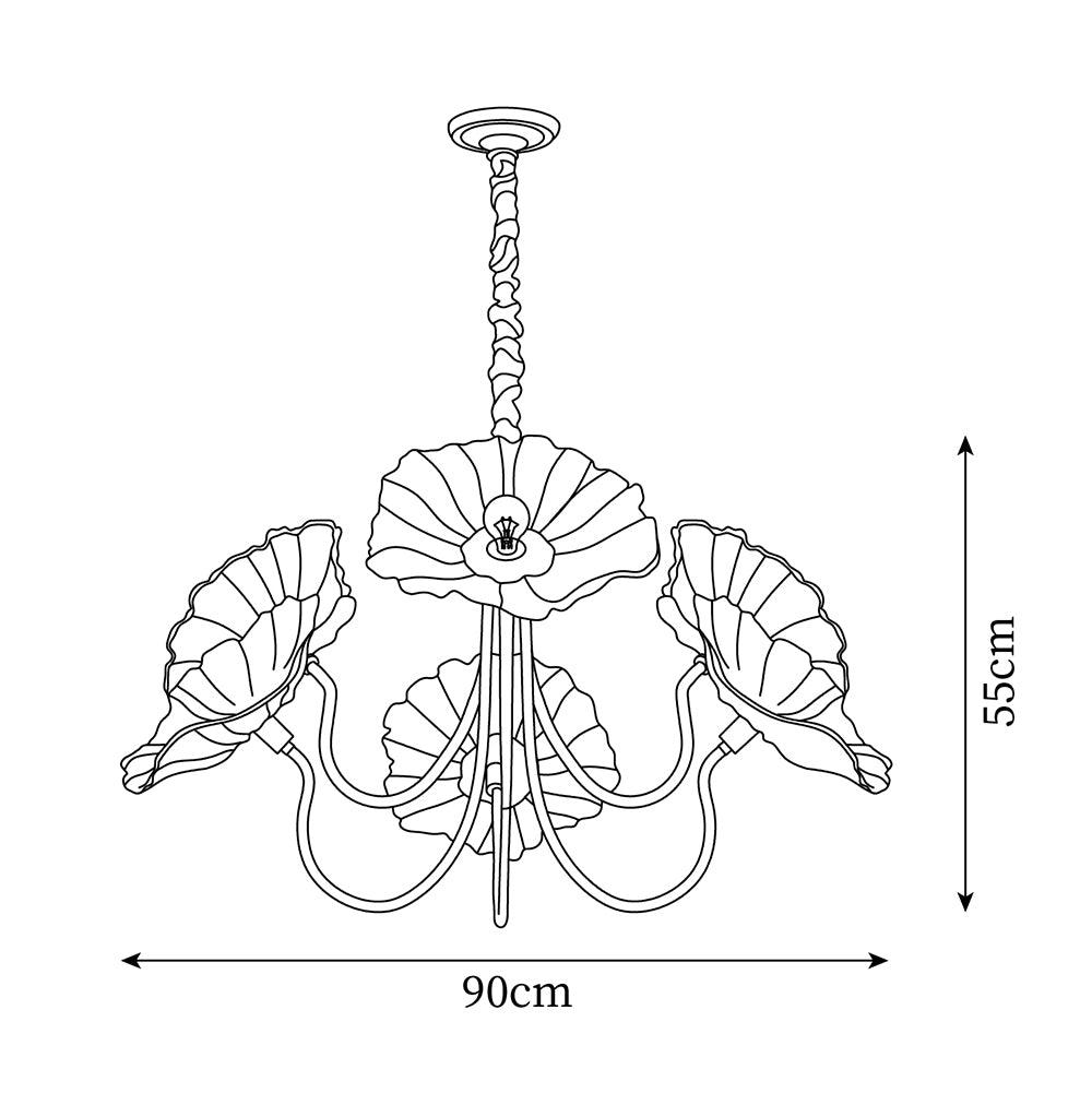 Kronleuchter aus Muranoglas mit Blüten — mattiertes blattförmiges Design