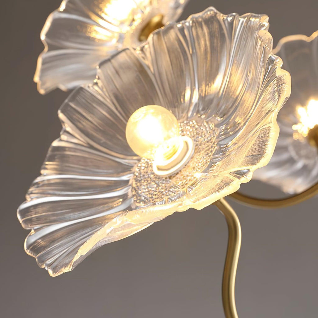 Kronleuchter aus Muranoglas mit Blüten — mattiertes blattförmiges Design